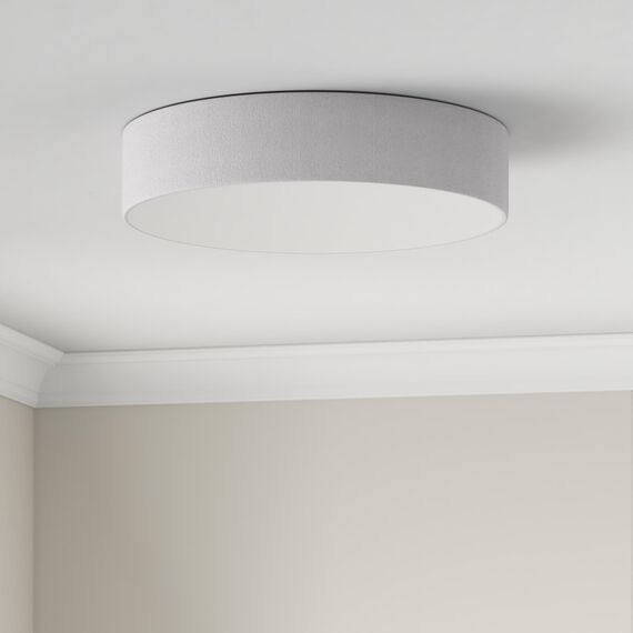 REV Deckenleuchte - Deckenlampe Wohnzimmer, Schlafzimmer & Küche rund 50cm mit Stoff-Lampenschirm im Vintage-Look, grau