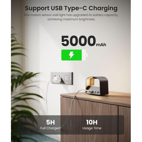 FULEN Akku Wandlampe Innen mit Bewegungssensor,Fernbedienung 3 Farben Wandlicht Up and Down Innen LED Wandleuchte 3 Modi Wiederaufladbare Batteriebetriebene Wandlampen Helligkeit Einstellbar 1 Stück