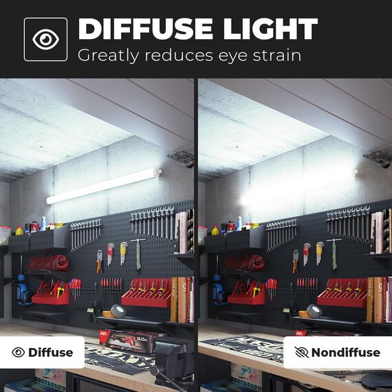 HOFTRONIC - 12er Pack LED Feuchtraumleuchte 120cm IP65-36W 4320 Lumen - 6500K Kaltweiß - Verknüpfbar - Kellerleuchte, Nassraumleuchte - Feuchtraum Wannenleuchte