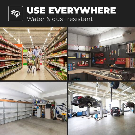 HOFTRONIC - 2er Pack LED Feuchtraumleuchte 120cm IP65-36W 4320 Lumen - 6500K Kaltweiß - Verknüpfbar - Kellerleuchte, Nassraumleuchte - Feuchtraum Wannenleuchte