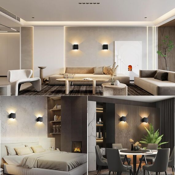 Lureshine Wandlampe mit Austauschbarer G9 LED lampe Einstellbar Abstrahlwinkel Aussenbeleuchtung Warmweiß 3000K Wandleuchte Aluminium Wandleuchte Innen/Aussen (Schwarz 1 Stück)