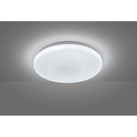 EGLO LED Deckenlampe Pogliola-S, Ø 31 cm, Kristall Deckenleuchte, Badleuchte Decke aus Stahl und Kunststoff, Badezimmer Lampe Sternenhimmel in weiß, neutralweiß, IP44