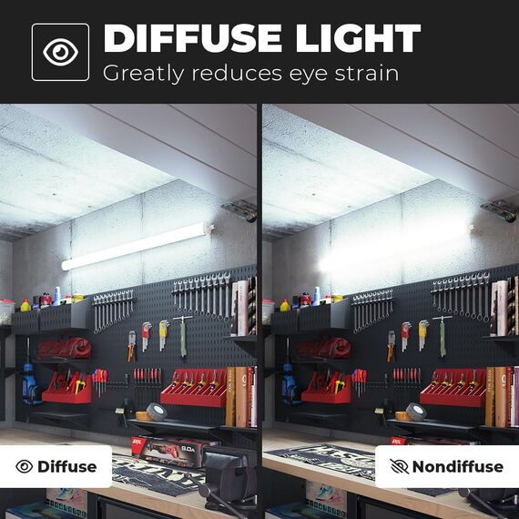 HOFTRONIC - 2er Pack LED Feuchtraumleuchte 120cm IP65-36W 4320 Lumen - 6500K Kaltweiß - Verknüpfbar - Kellerleuchte, Nassraumleuchte - Feuchtraum Wannenleuchte