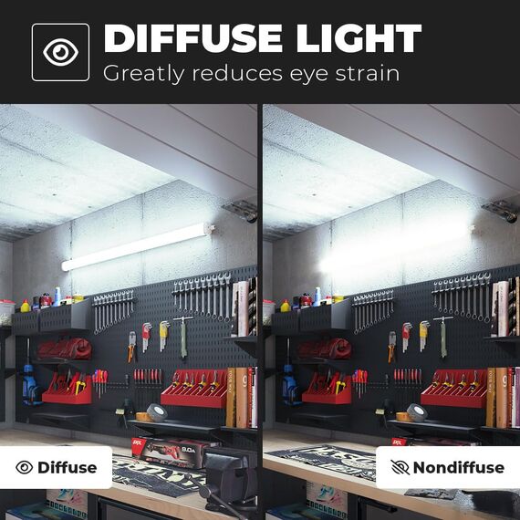 HOFTRONIC - 6er Pack LED Feuchtraumleuchte 120cm IP65-36W 4320 Lumen - 6500K Kaltweiß - Verknüpfbar - Kellerleuchte, Nassraumleuchte - Feuchtraum Wannenleuchte