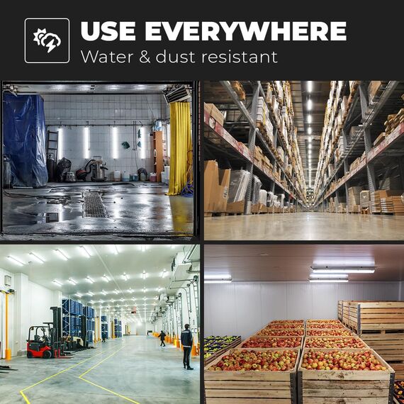 HOFTRONIC - 2er Pack LED Feuchtraumleuchte 120cm IP65-36W 4320 Lumen - 6500K Kaltweiß - Verknüpfbar - Kellerleuchte, Nassraumleuchte - Feuchtraum Wannenleuchte