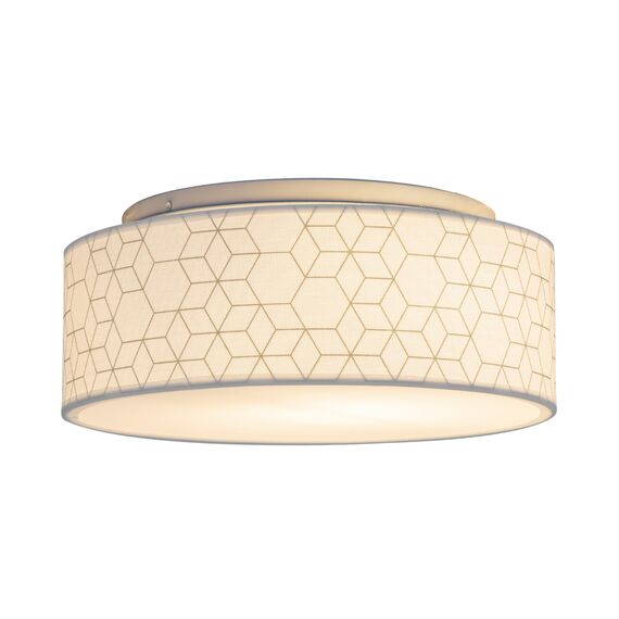 Zedelmaier Deckenlampe Stoff Rund E27x1 max.40W Deckenleuchte mit Stoff-Lampenschirm Wohnzimmer Schlafzimmer Kinderzimmer Flur Lampe Decke(Weiße Würfel,Ø30x12,5cm)