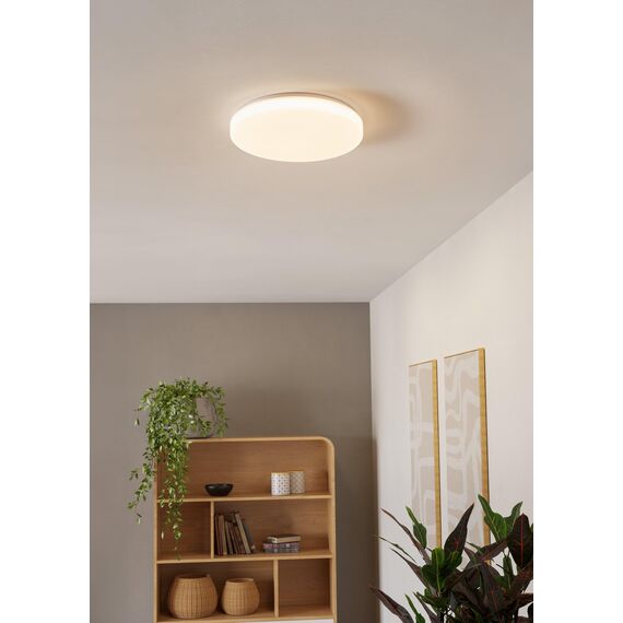 EGLO Deckenlampe Pogliola, Ø 31 cm, LED Deckenleuchte, Wohnzimmerlampe aus Stahl und Kunststoff, Lampe weiß, Kinderzimmerlampe, Küchenlampe, Bürolampe, Flurlampe Decke