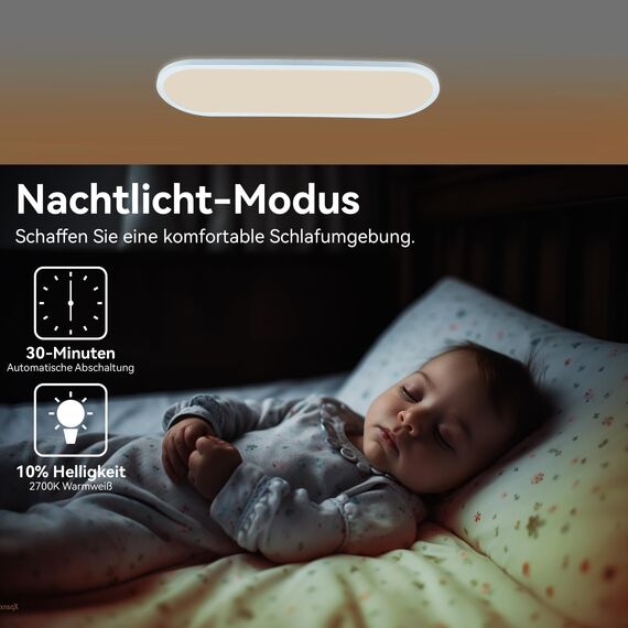 ONDTA LED Panel Deckenleuchte 22W mit Fernbedienung, 60x20 CM 2700K-6500K 3000LM Oval Tageslichtlampe Decke, Speicherfunktion, IP44 Badezimmer lampe für Wohnzimmer Schlafzimmer Flur Büro Werkstatt