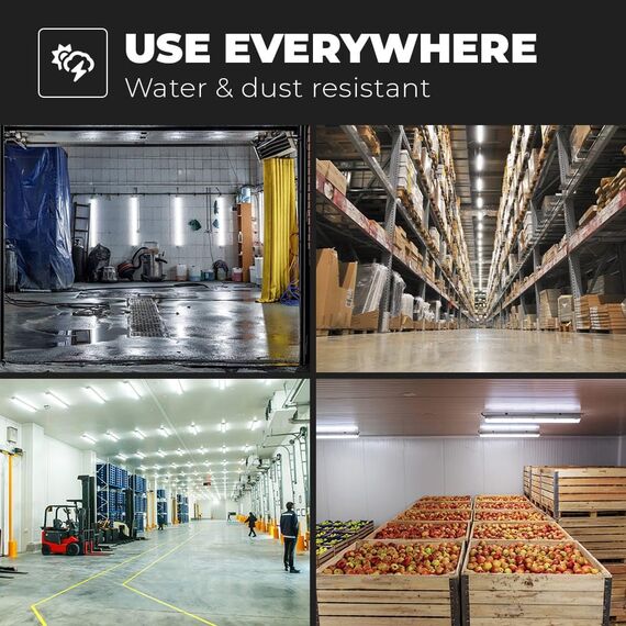 HOFTRONIC - 4er Pack LED Feuchtraumleuchte 120cm IP65-36W 4320 Lumen - 6500K Kaltweiß - Verknüpfbar - Kellerleuchte, Nassraumleuchte - Feuchtraum Wannenleuchte