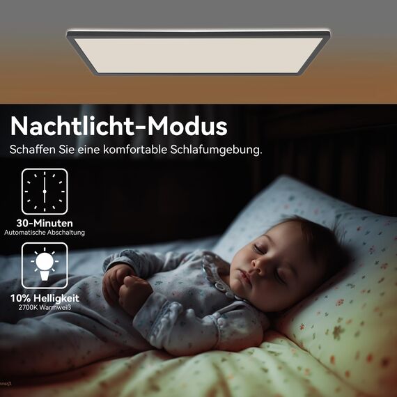 ONDTA LED Deckenleuchte Flach, 22W Schwarz 58x20cm 2700K-6500K, Deckenlampe mit Fernbedienung und Nachtlichtmodus, IP44 Wasserdicht LED Panel für Küche Wohnzimmer Schlafzimmer Badezimmer, Rechteckig