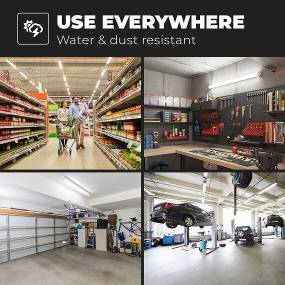 HOFTRONIC - LED Feuchtraumleuchte 120cm IP65-36W 4320 Lumen - 6500K Kaltweiß - Verknüpfbar - Kellerleuchte, Nassraumleuchte - Feuchtraum Wannenleuchte