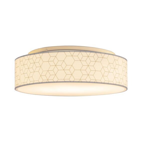 Zedelmaier Deckenlampe Stoff Rund 38cm E27x2 max.40W Deckenleuchte Stoffschirm Wohnzimmer Schlafzimmer Küche Flur Kinderzimmer Lampe Decke Lampenschirm (Weiße Würfel,Ø38x12,5cm)