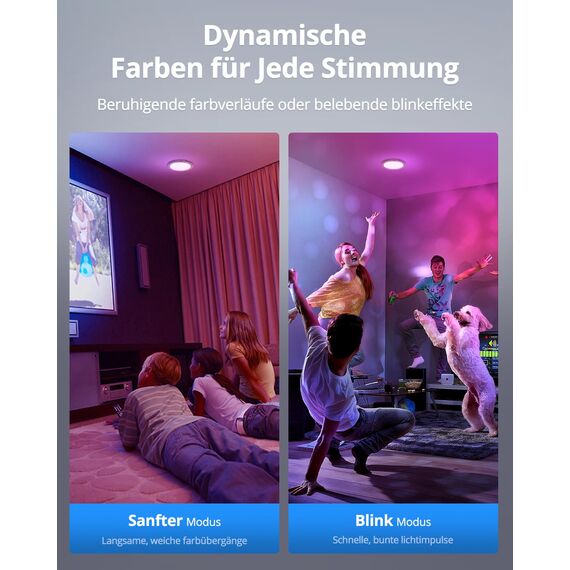 Combuh Akku RGB Deckenleuchte ohne Bohren Party Deckenlampe ohne Stromanschluss, 45 Tage Laufzeit 5000 mAh Batteriebetriebene Lampe mit Bewegungsmelder für Dusche Bad Badezimmer Rund 1 Stück