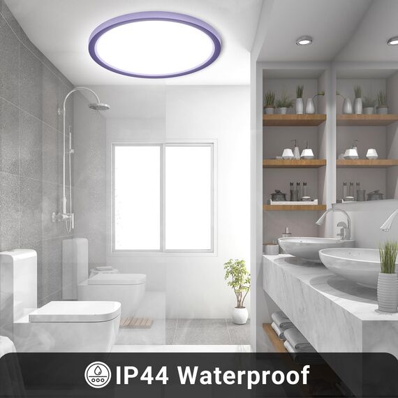 LQWELL® Deckenleuchte LED Deckenlampe, 1,6CM Ultradünn Rund Flach IP44 Wasserfest Badlampe 18W 6500K 1700LM Modern für Wohnzimmer Badezimmer Schlafzimmer Küche Balkon Keller Büro, 220 * 16mm