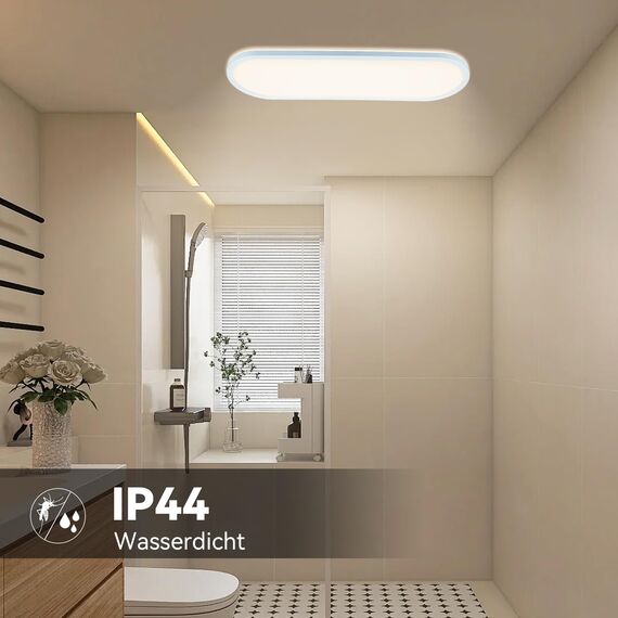 ONDTA LED Panel Deckenleuchte 22W mit Fernbedienung, 60x20 CM 2700K-6500K 3000LM Oval Tageslichtlampe Decke, Speicherfunktion, IP44 Badezimmer lampe für Wohnzimmer Schlafzimmer Flur Büro Werkstatt