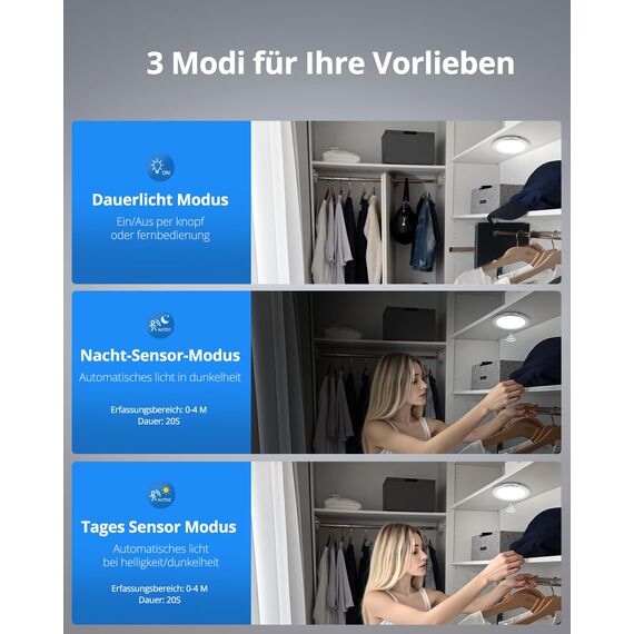 Combuh Akku RGB Deckenleuchte ohne Bohren Party Deckenlampe ohne Stromanschluss, 45 Tage Laufzeit 5000 mAh Batteriebetriebene Lampe mit Bewegungsmelder für Dusche Bad Badezimmer Rund 1 Stück