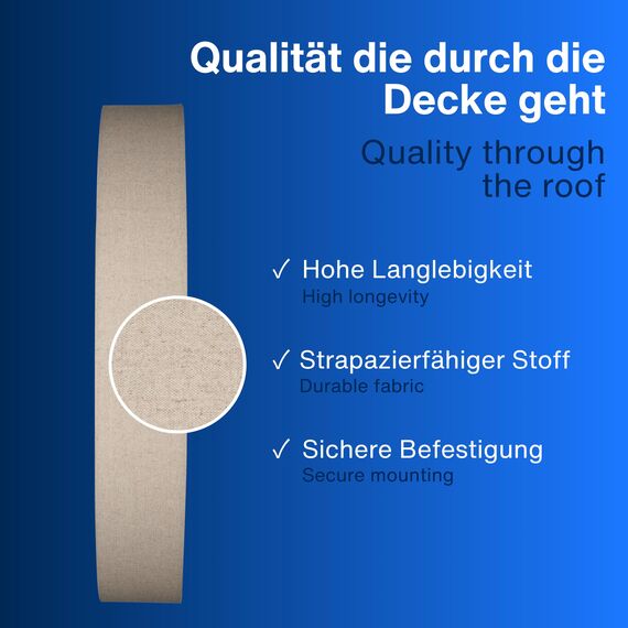 REV Deckenlampe - Deckenleuchte Schlafzimmer, Wohnzimmer & Küche rund 70cm mit Stoff-Lampenschirm im Vintage-Look, taupe