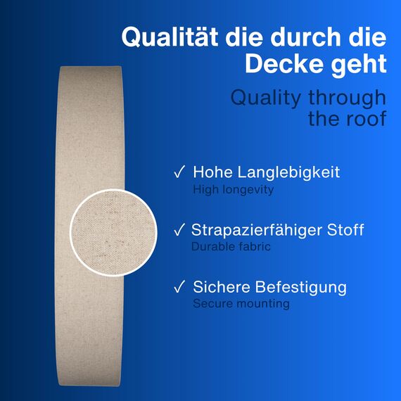 REV Deckenlampe - Deckenleuchte Wohnzimmer, Schlafzimmer & Küche rund 60cm mit Stoff-Lampenschirm im Vintage-Look, taupe