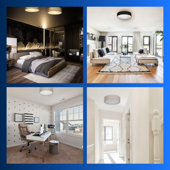 REV Deckenlampe - Deckenleuchte Wohnzimmer, Schlafzimmer & Küche rund 60cm mit Stoff-Lampenschirm im Vintage-Look, taupe