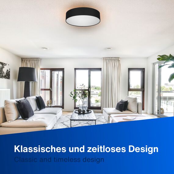 REV Deckenleuchte - Deckenlampe rund 30cm mit Stoff-Lampenschirm im Vintage-Look – ideal für Schlafzimmer & Wohnzimmer, braun-silber