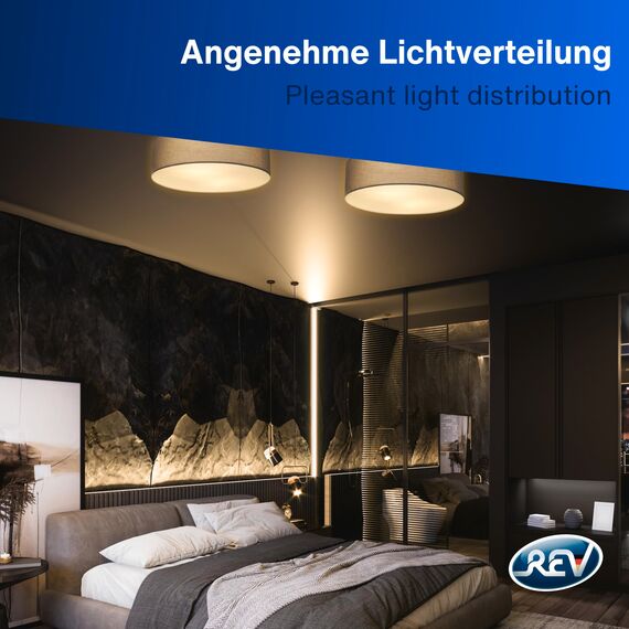 REV Deckenleuchte - Deckenlampe rund 30cm mit Stoff-Lampenschirm im Vintage-Look – ideal für Schlafzimmer & Wohnzimmer, braun-silber