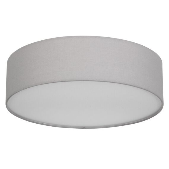 REV Deckenleuchte - Deckenlampe Küche, Schlafzimmer & Wohnzimmer rund 40cm mit Stoff-Lampenschirm im Vintage-Look, grau