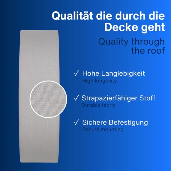 REV Deckenleuchte - Deckenlampe Küche, Schlafzimmer & Wohnzimmer rund 40cm mit Stoff-Lampenschirm im Vintage-Look, grau