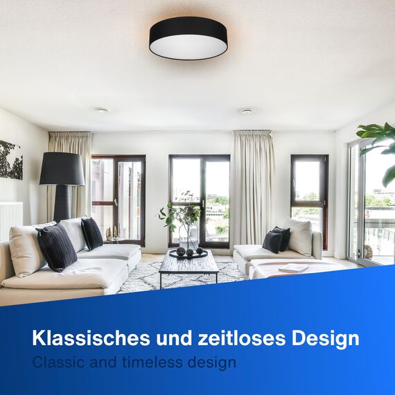 REV Deckenlampe - Deckenleuchte Wohnzimmer, Schlafzimmer & Küche rund 60cm mit Stoff-Lampenschirm im Vintage-Look, taupe