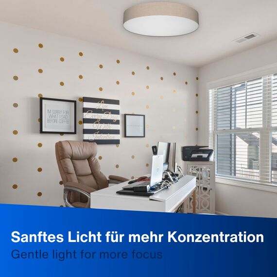 REV Deckenleuchte - Deckenlampe rund 30cm mit Stoff-Lampenschirm im Vintage-Look – ideal für Schlafzimmer & Wohnzimmer, braun-silber