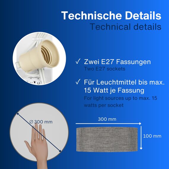 REV Deckenleuchte - Deckenlampe rund 30cm mit Stoff-Lampenschirm im Vintage-Look – ideal für Schlafzimmer & Wohnzimmer, braun-silber