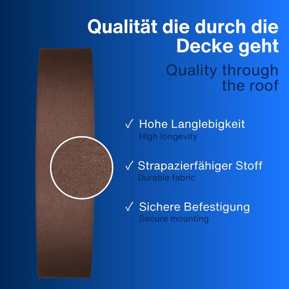 REV Deckenleuchte - Deckenlampe rund 50cm mit Stoff-Lampenschirm im Vintage-Look – ideal für Schlafzimmer & Wohnzimmer, braun