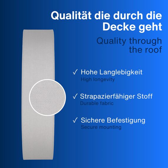 REV Deckenleuchte - Deckenlampe Wohnzimmer, Schlafzimmer & Küche rund 50cm mit Stoff-Lampenschirm im Vintage-Look, grau