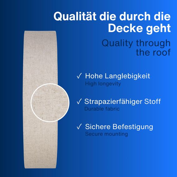 REV Deckenlampe - LED Deckenleuchte rund 50cm mit Stoff-Lampenschirm im Vintage-Look – ideal für Schlafzimmer & Wohnzimmer, taupe