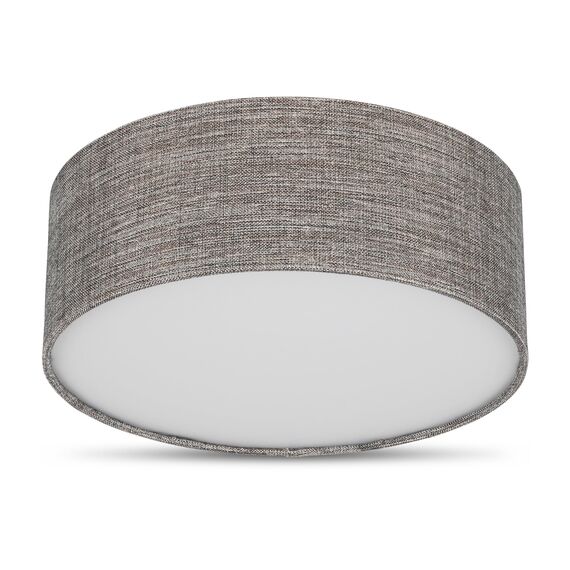 REV Deckenleuchte - Deckenlampe rund 30cm mit Stoff-Lampenschirm im Vintage-Look – ideal für Schlafzimmer & Wohnzimmer, braun-silber