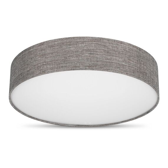 REV Deckenleuchte - Deckenlampe rund 50cm mit Stoff-Lampenschirm im Vintage-Look – ideal für Schlafzimmer & Wohnzimmer, braun-silber