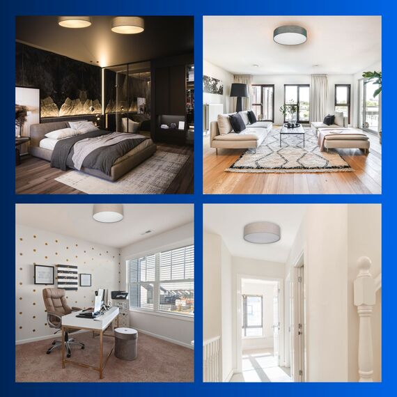 REV Deckenleuchte - Deckenlampe rund 50cm mit Stoff-Lampenschirm im Vintage-Look – ideal für Schlafzimmer & Wohnzimmer, grün-gold