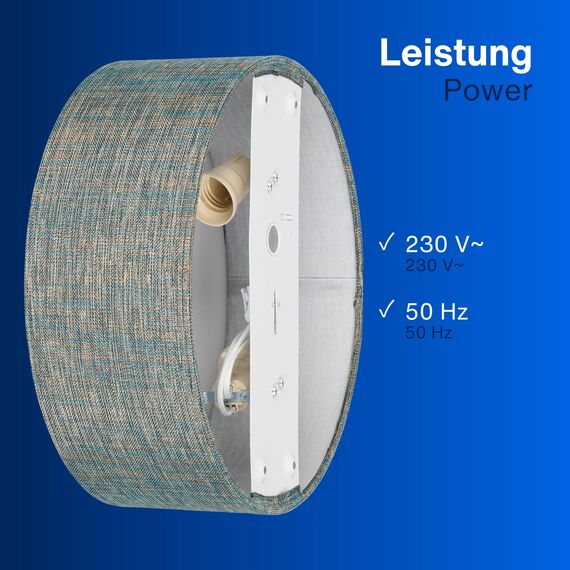 REV Deckenleuchte - Deckenlampe rund 30cm mit Stoff-Lampenschirm im Vintage-Look – ideal für Schlafzimmer & Wohnzimmer, grün-gold