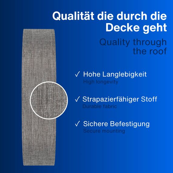 REV Deckenleuchte - Deckenlampe rund 50cm mit Stoff-Lampenschirm im Vintage-Look – ideal für Schlafzimmer & Wohnzimmer, braun-silber