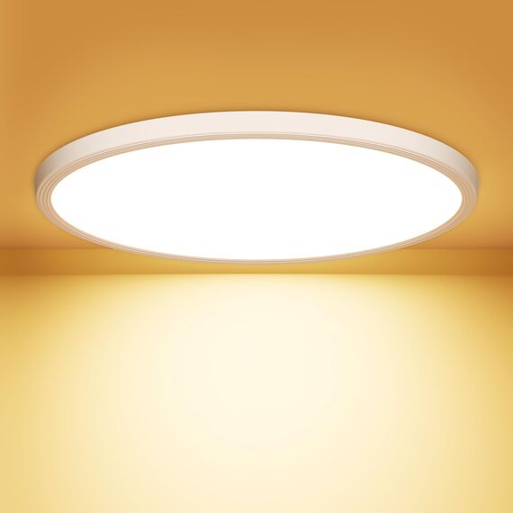 OUILA LED Deckenleuchte Flach Rund - Ø22CM Deckenlampe LED 18W 1600LM 3000K Warmweiß IP44 Wasserdicht Badezimmer Lampe, Badlampe Decke für Bad Küche Flur Schlafzimmer Keller