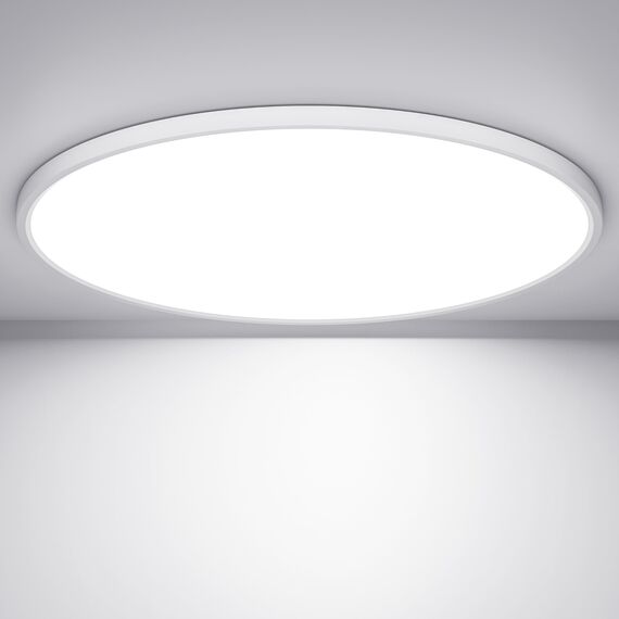 OUILA LED Deckenleuchte Flach Rund - Ø50CM Deckenlampe LED 48W 6500K 4800LM IP44 Wasserdichte Badezimmer Lampe, Küchenlampe Deckenleuchte Kaltweiß für Küche Bad Schlafzimmer Flur Keller