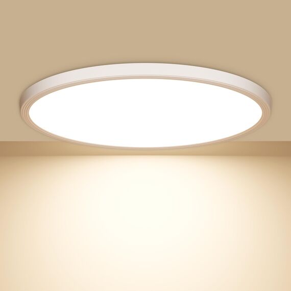 OUILA LED Deckenleuchte Flach Rund - Ø22CM Deckenlampe LED 18W 1600LM 4000K Neutralweiß IP44 Wasserdicht Badezimmer Lampe, Badlampe Decke für Bad Küche Flur Schlafzimmer Keller
