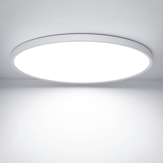 OUILA LED Deckenleuchte Flach Rund - Ø30CM Deckenlampe LED 24W 6500K 2400LM IP44 Wasserdichte Badezimmer lampe, Küchenlampe Deckenleuchte Kaltweiß für Küche Bad Schlafzimmer Flur Keller