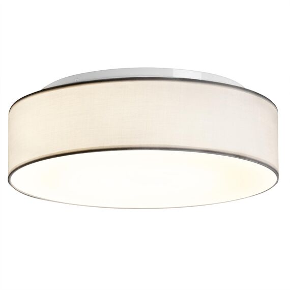 Zedelmaier Deckenlampe Stoff Rund 38cm E27x2 max.40W Deckenleuchte Weiß Stoffschirm Wohnzimmer Schlafzimmer Küche Flur Kinderzimmer Lampe Decke Lampenschirm