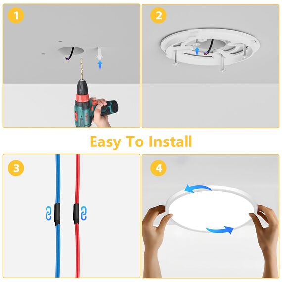 OUILA LED Deckenleuchte Flach Rund - Ø22CM Deckenlampe LED 18W 1600LM 4000K Neutralweiß IP44 Wasserdicht Badezimmer Lampe, Badlampe Decke für Bad Küche Flur Schlafzimmer Keller