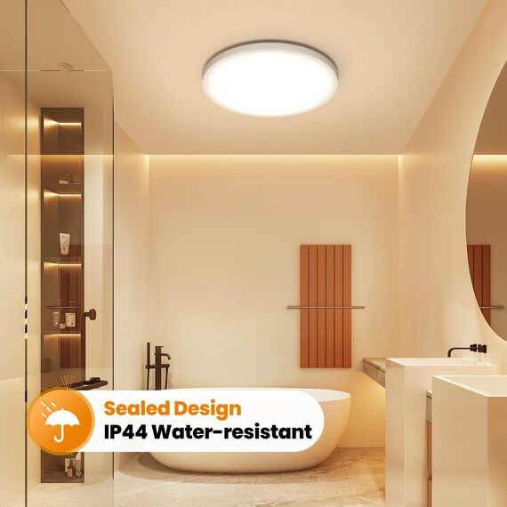 NIBSHOOM Deckenlampe LED Deckenleuchte Rund Flach 3000K,18W/1800LM/IP44 Wasserfest Ultradünn Badezimmer Lampe Decke, Modern Schlicht deckenlampen für Schlafzimmer Wohnzimmer Flur Küche Büro,220*17mm