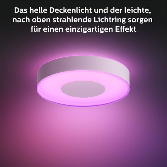 Philips Hue White & Color Ambiance Infuse Deckenleuchte L (3.700 lm), dimmbare Raumbeleuchtung für das Hue Lichtsystem mit 16 Mio. Farben, smarte Lichtsteuerung über Sprache und App, weiß