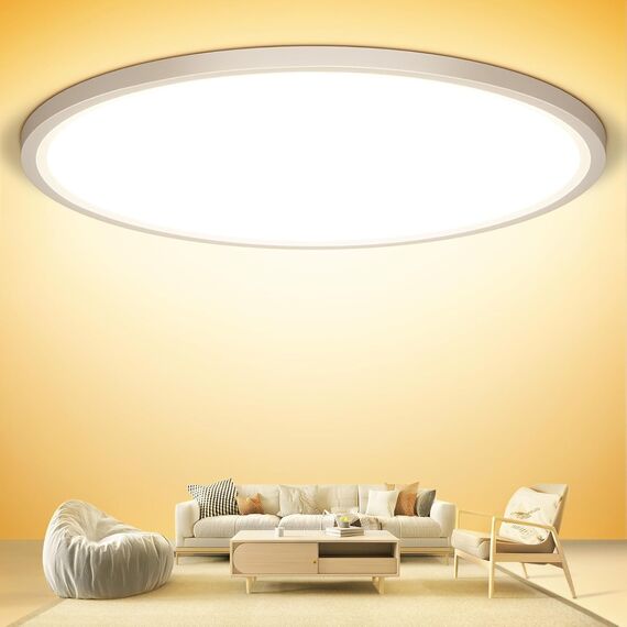 NIBSHOOM Deckenlampe LED Deckenleuchte Rund Flach 3000K,24W/2400LM/IP44 Wasserfest Ultradünn Badezimmer Lampe Decke, Modern Schlicht deckenlampen für Schlafzimmer Wohnzimmer Flur Küche Büro,300*17mm