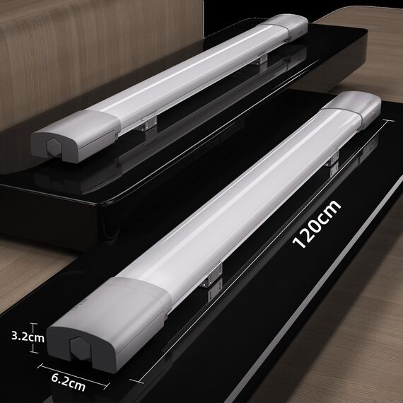 Modlicht LED Feuchtraumleuchte 120CM mit 36W 5000k Kaltlweiß 3960Lumen, Ultraslim Deckenleuchte Feuchtraum Flach Wasserfest IP65 Wannenleuchte Werkstattlampe für Keller Garage, Grau