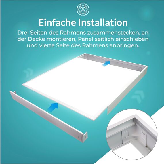 LUXULA LED Deckenleuchte eckig 62cm - 36W, 3000K Warmweiß, 3600lm - LED Panel 62x62cm inkl. 230V Netzteil - Flache Deckenlampe für Wohnzimmer, Schlafzimmer, Küche, Büro - 62x62x6,4cm