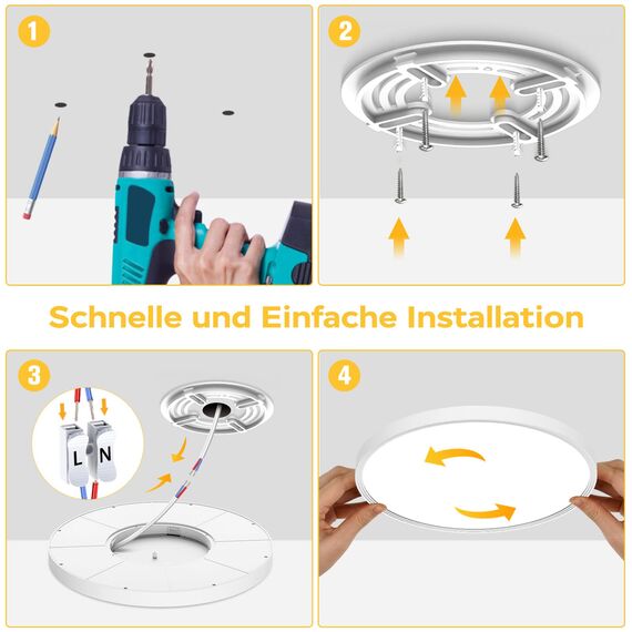 OUILA Deckenlampe LED Deckenleuchte Flach Rund - Ø30CM LED Deckenleuchte 24W 4000K 2400LM IP44 Wasserdicht Neutralweiß Badezimmer lampe, Badlampe Decke für Wohnzimmer Schlafzimmer Küche Bad Flur